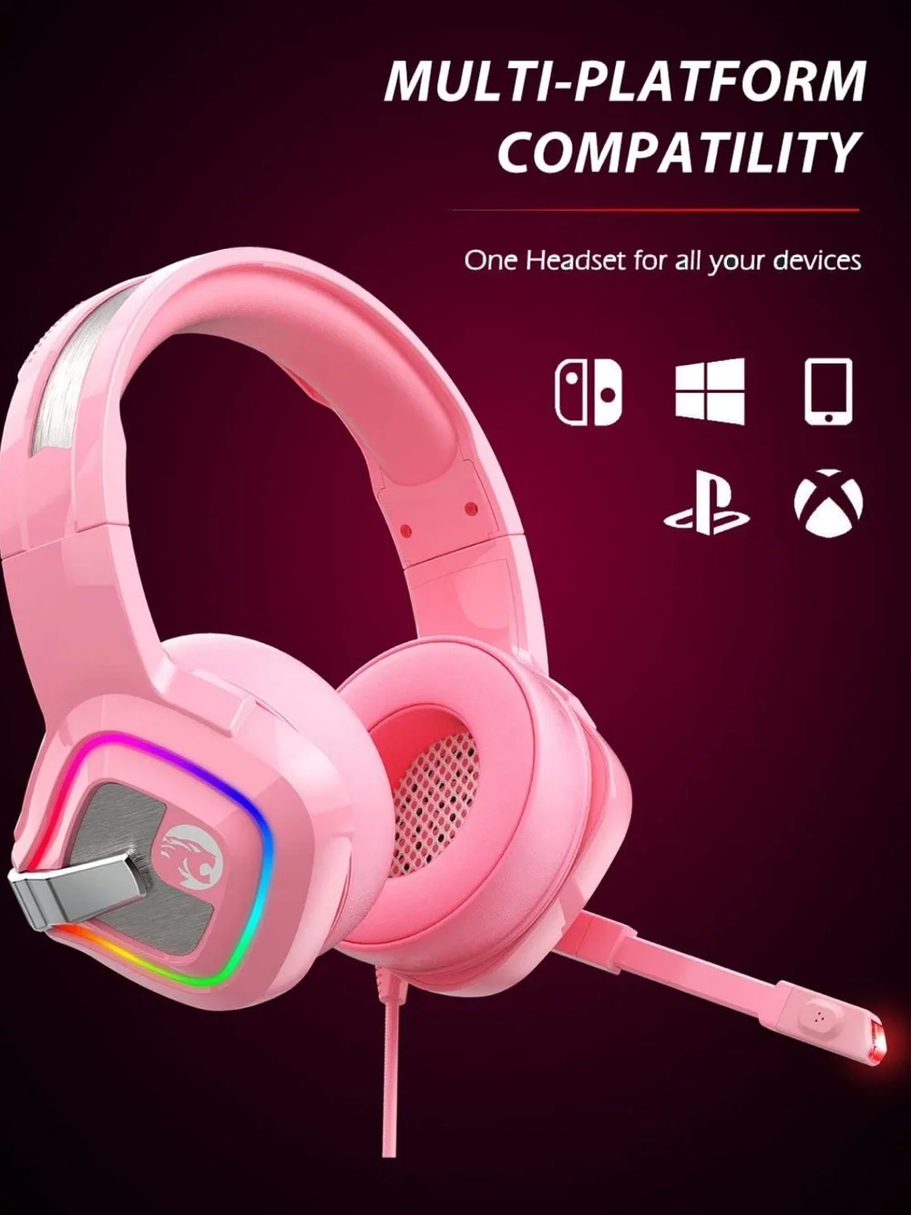 Ziumier Pro Gaming Headset - Pink RGB